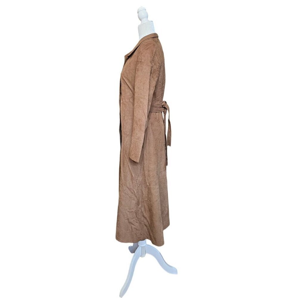 Vintage Mar-Del Mar Del brown long coat button up w/ belt repels rain &stains S - Picture 4 of 13